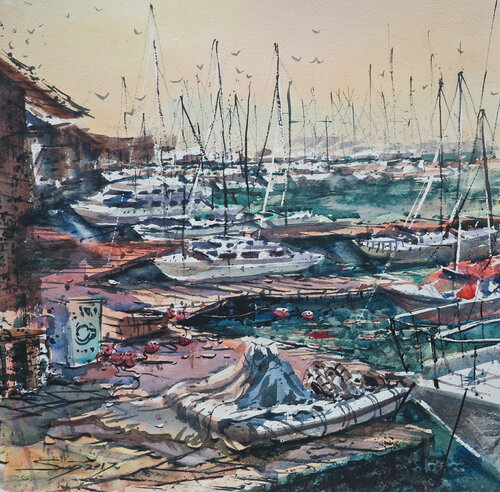Marina views von Sawan Tantiwan, Werk auf Papier kaufen auf Singulart
