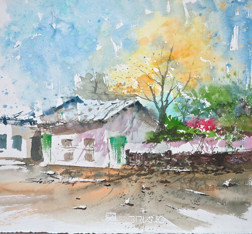 Village house von Sawan Tantiwan, Malerei kaufen auf Singulart