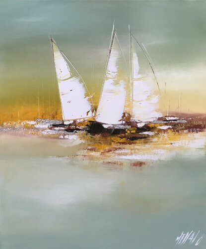 La régate... VI (Esprit voile 2016) von Olivier Messas, Malerei kaufen auf Singulart