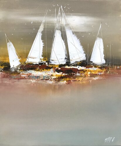 La régate... V (Esprit voile 2016) von Olivier Messas, Malerei kaufen auf Singulart