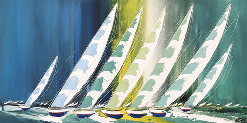 Voiliers en mer... (Esprit voile 2021) von Olivier Messas, Malerei kaufen auf Singulart