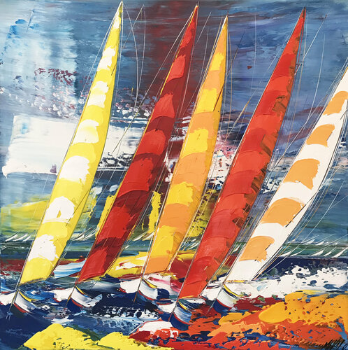 Couleurs en mer... (Esprit voile 2021) von Olivier Messas, Malerei kaufen auf Singulart