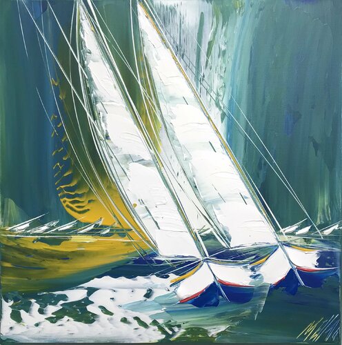 À deux en mer... (Esprit voile 2021) von Olivier Messas, Malerei kaufen auf Singulart