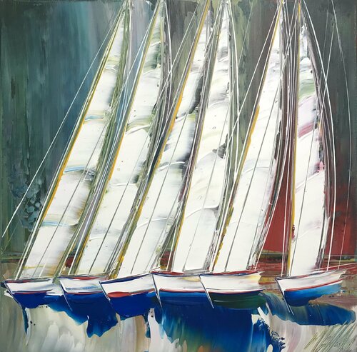 Course en mer... (Esprit voile 2021) von Olivier Messas, Malerei kaufen auf Singulart