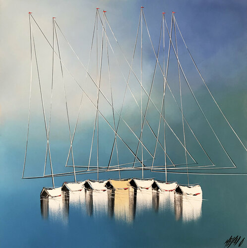 Horizon en bleu... (Esprit voile 2021) von Olivier Messas, Malerei kaufen auf Singulart