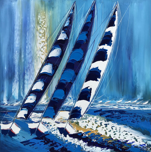 Les voiles bleues... (Esprit voile 2021) von Olivier Messas, Malerei kaufen auf Singulart