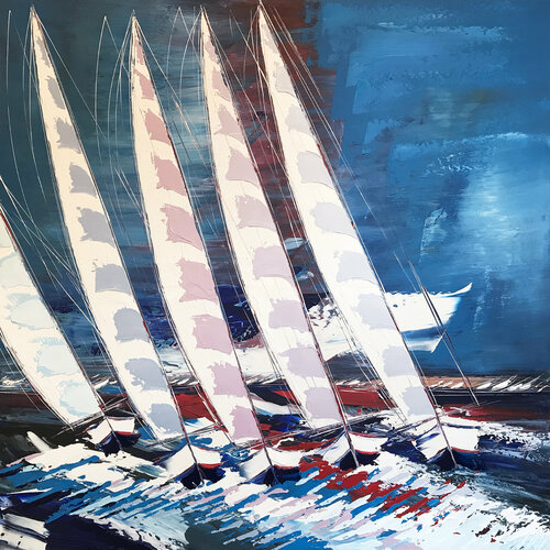 Les voiliers de Saint.Tropez... (Esprit voile 2021) von Olivier Messas, Malerei kaufen auf Singulart