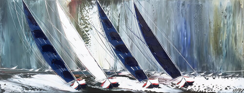 La course au vent... (Esprit voile 2021) von Olivier Messas, Malerei kaufen auf Singulart