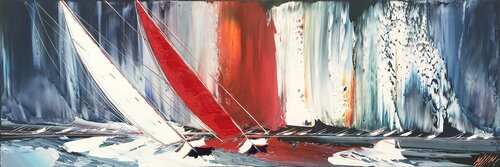 La voile rouge... (Esprit voile 2021) von Olivier Messas, Malerei kaufen auf Singulart
