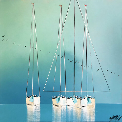 Les reflets bleus... (Esprit voile 2021) van Olivier Messas, Schilderij te koop op Singulart