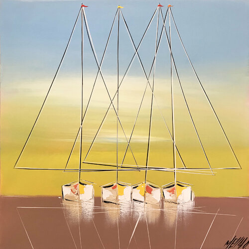 Aux premières lueurs du jour... (Esprit voile 2021) van Olivier Messas, Schilderij te koop op Singulart