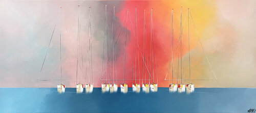 Bonheur en mer... (Esprit voile 2021) van Olivier Messas, Schilderij te koop op Singulart