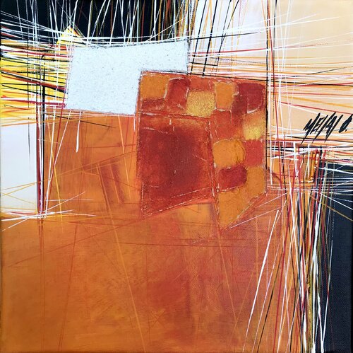 Paysage en orange... IV « Géométrie nomade 2021 » von Olivier Messas, Malerei kaufen auf Singulart