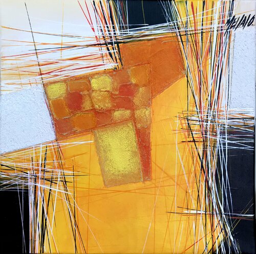 Paysage en orange... V « Géométrie nomade 2021 » von Olivier Messas, Malerei kaufen auf Singulart