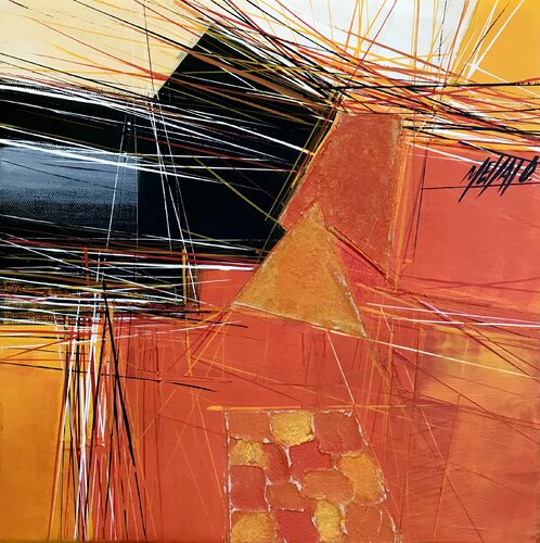 Paysage en orange... VI « Géométrie nomade 2021 » von Olivier Messas, Malerei kaufen auf Singulart