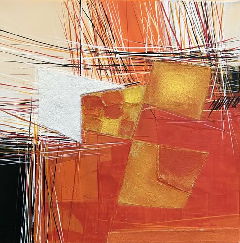 Paysage en orange... VII « Géométrie nomade 2021 » von Olivier Messas, Malerei kaufen auf Singulart