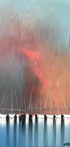 Les mâts de l’horizon... (Esprit voile 2021) von Olivier Messas, Malerei kaufen auf Singulart