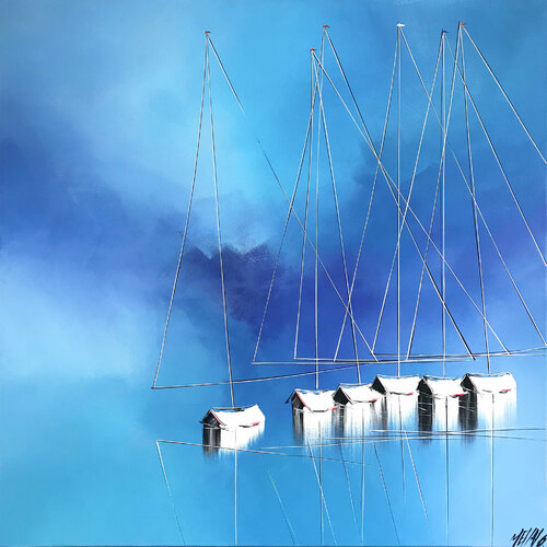 Un océan bleu azur... (Esprit voile 2021) di Olivier Messas, Pittura in vendita su Singulart