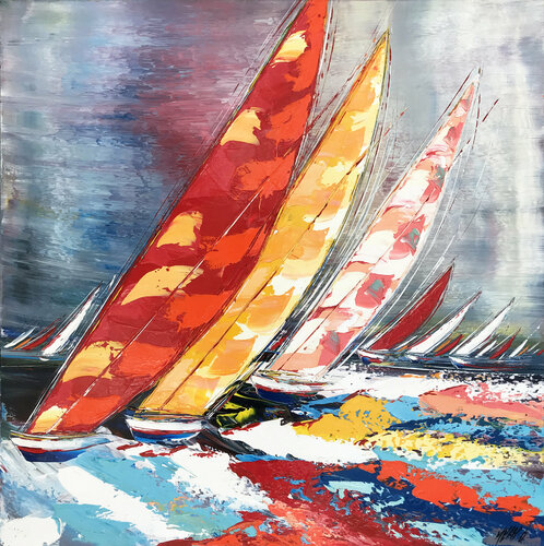 Couleurs en mer... (ESPRIT VOILE 2018) van Olivier Messas, Schilderij te koop op Singulart