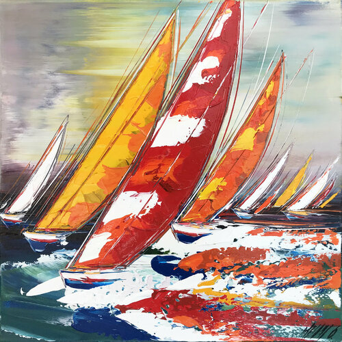 Jour de régate... IV (ESPRIT VOILE 2018) van Olivier Messas, Schilderij te koop op Singulart