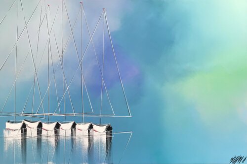 Horizon lointain... (Esprit voile 2021) van Olivier Messas, Schilderij te koop op Singulart
