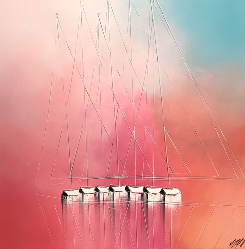 Le ballet des voiliers... (Esprit voile 2021) van Olivier Messas, Schilderij te koop op Singulart