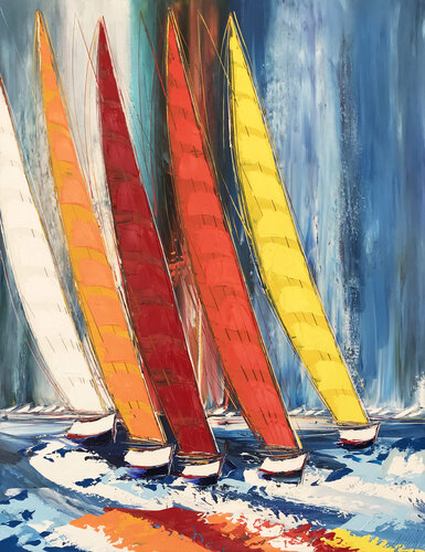 Régate en Croatie... (Esprit voile 2021) van Olivier Messas, Schilderij te koop op Singulart