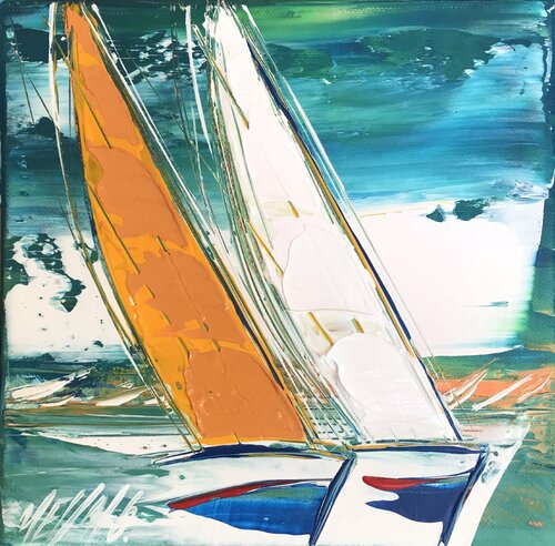 Course en mer... (Esprit voile 2021) van Olivier Messas, Schilderij te koop op Singulart
