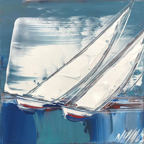 À deux en mer... (Esprit voile 2021) van Olivier Messas, Schilderij te koop op Singulart