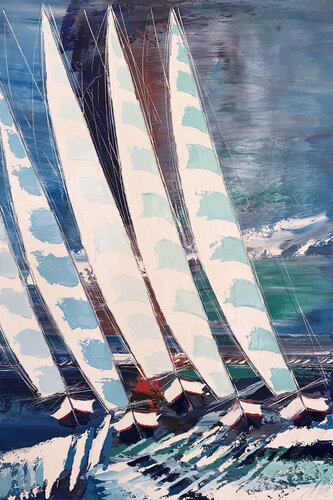 Les voiliers de Croatie.. (Esprit voile 2021) van Olivier Messas, Schilderij te koop op Singulart