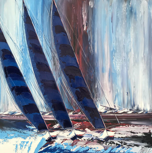 Les grandes voiles bleues... (Esprit voile 2021) van Olivier Messas, Schilderij te koop op Singulart