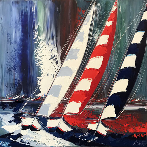Un vent de liberté... (Esprit voile 2021) van Olivier Messas, Schilderij te koop op Singulart