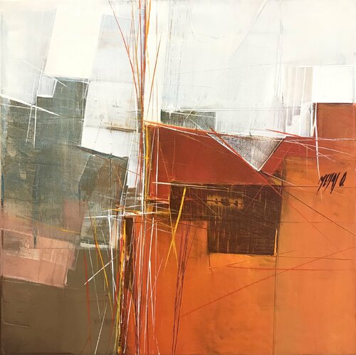 Paysage en orange... II« Géométrie nomade 2015 » von Olivier Messas, Malerei kaufen auf Singulart