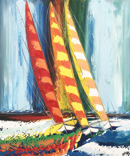 En mer de Croatie... (Esprit voile 2021) von Olivier Messas, Malerei kaufen auf Singulart