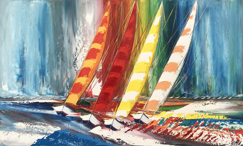 Naviguer en Croatie... (Esprit voile 2021) di Olivier Messas, Pittura in vendita su Singulart