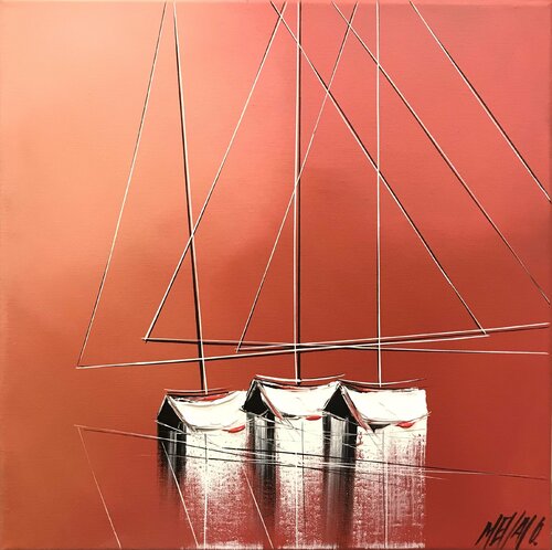 À la tombée du jour... (Esprit voile 2021) di Olivier Messas, Pittura in vendita su Singulart
