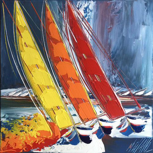 Vagues de couleurs... (Esprit voile 2021) van Olivier Messas, Schilderij te koop op Singulart