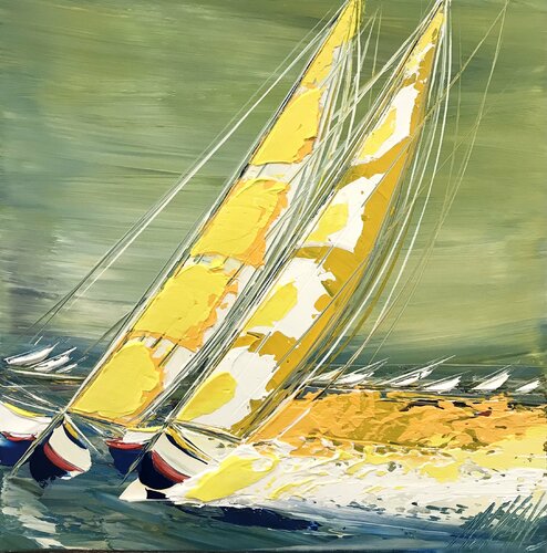 Lumière en mer... (Esprit voile 2021) van Olivier Messas, Schilderij te koop op Singulart