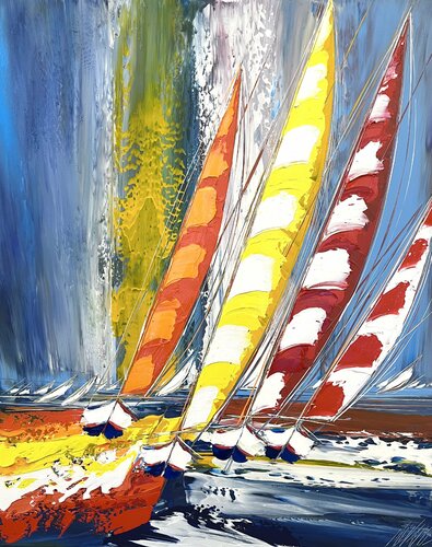 Couleurs en mer... (Esprit voile 2021) van Olivier Messas, Schilderij te koop op Singulart