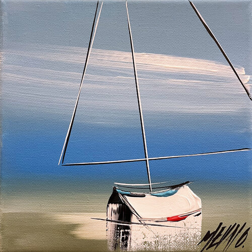 Sur le sable... (Esprit voile 2021) van Olivier Messas, Schilderij te koop op Singulart
