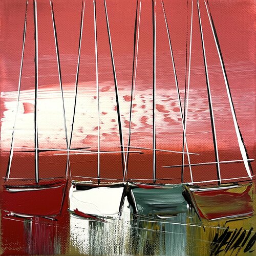 Ciel rouge... (Esprit voile 2021) van Olivier Messas, Schilderij te koop op Singulart