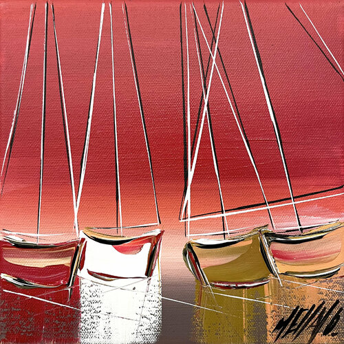 Horizon en rouge... (Esprit voile 2022) von Olivier Messas, Malerei kaufen auf Singulart