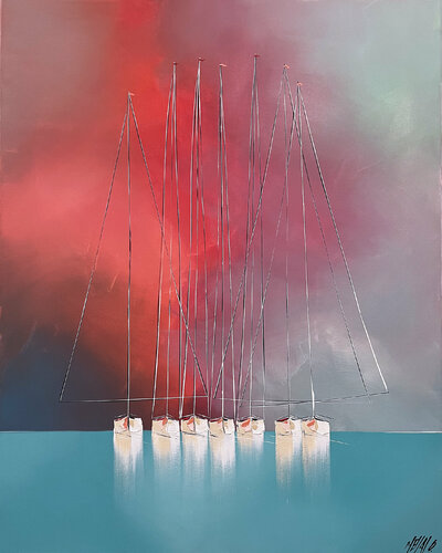 Bonheur à l'horizon... (Esprit voile 2022) van Olivier Messas, Schilderij te koop op Singulart