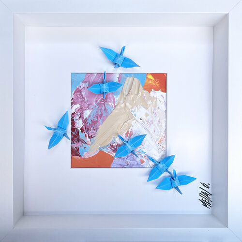 Les oiseaux bleus... (ORIGAMI 2022) de Olivier Messas, Obra en papel a la venta en Singulart