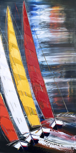 La nuit des voiliers... (ESPRIT VOILE 2022) van Olivier Messas, Schilderij te koop op Singulart