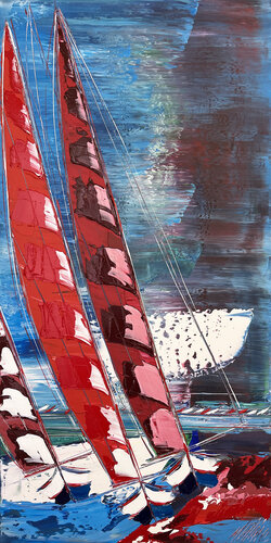 Les voiles rouges... (ESPRIT VOILE 2022) de Olivier Messas, Pintura a la venta en Singulart