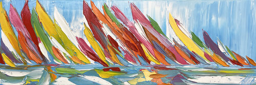 Régates multicolores... (ESPRIT VOILE 2022) van Olivier Messas, Schilderij te koop op Singulart