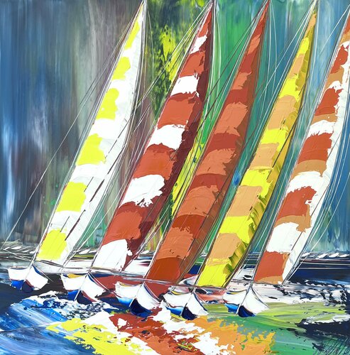 Couleurs de voile... (Esprit voile 2022) van Olivier Messas, Schilderij te koop op Singulart
