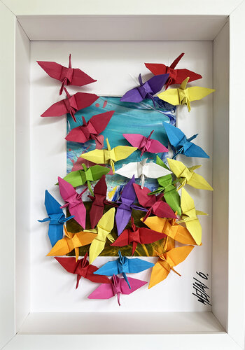 L'envolée de couleurs... I (ORIGAMI 2022) van Olivier Messas, Werk op papier te koop op Singulart