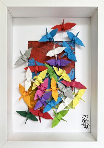 L'envolée de couleurs... II (ORIGAMI 2022) van Olivier Messas, Werk op papier te koop op Singulart